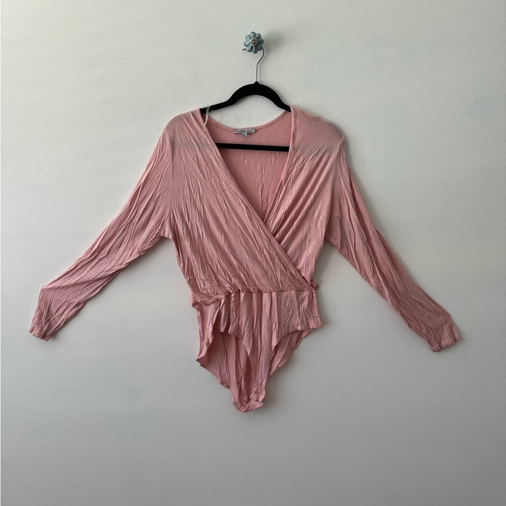 Deep V blush pink bodysuit